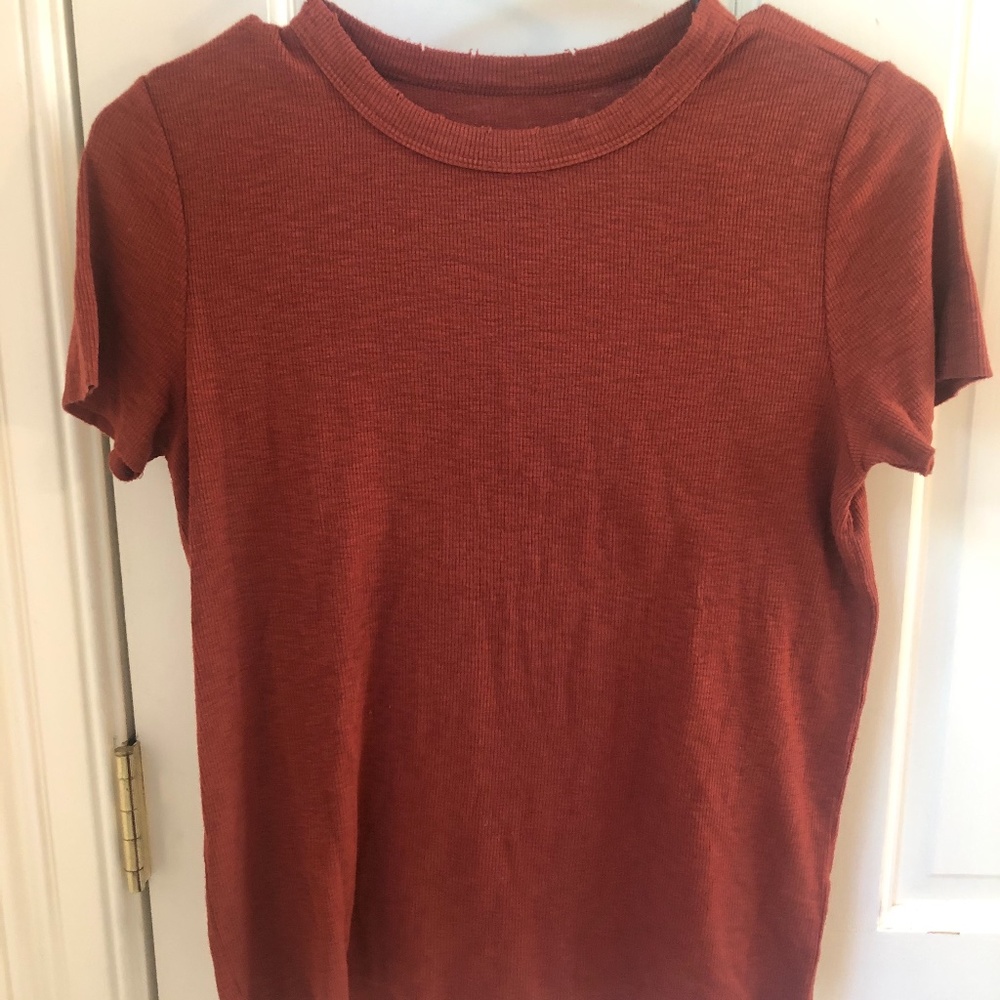 Aerie rust colored short sleeve knit t-shirt